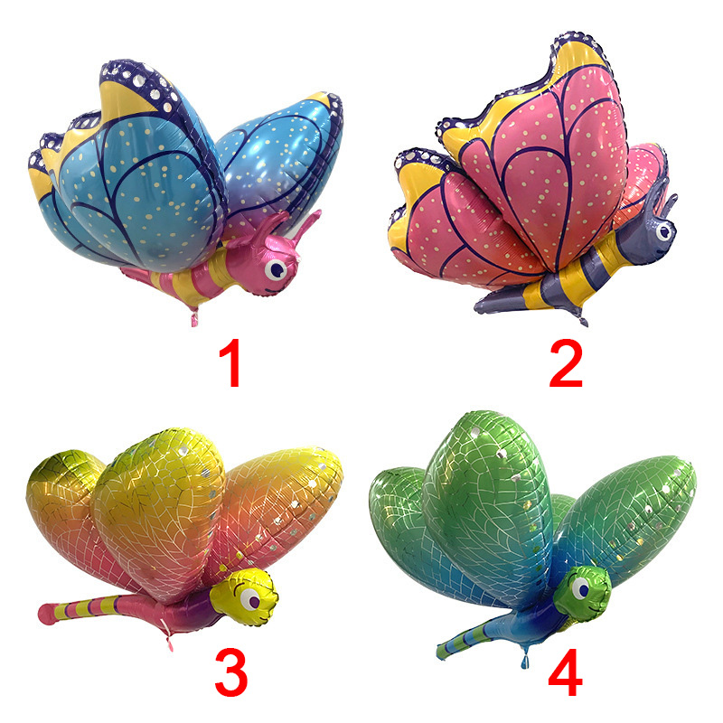 Good Quality Girls Kids Birthday Party Backdrop 3D Mylar Ballons Dragonfly Butterfly Balloons