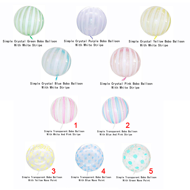 18 Inch simple crystal transparent bobo balloon with stripe